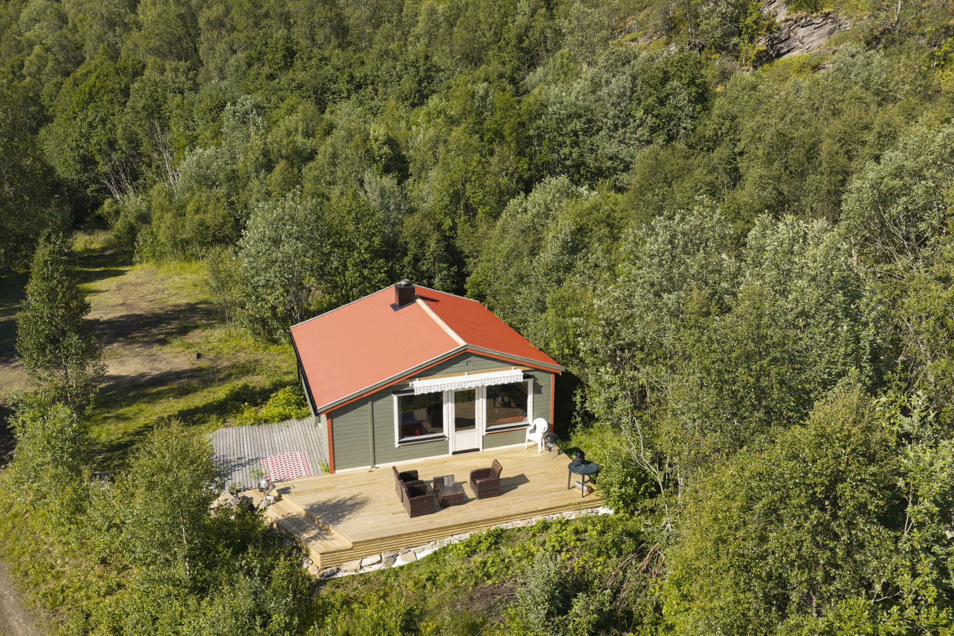 Hillside cabin with fjord view